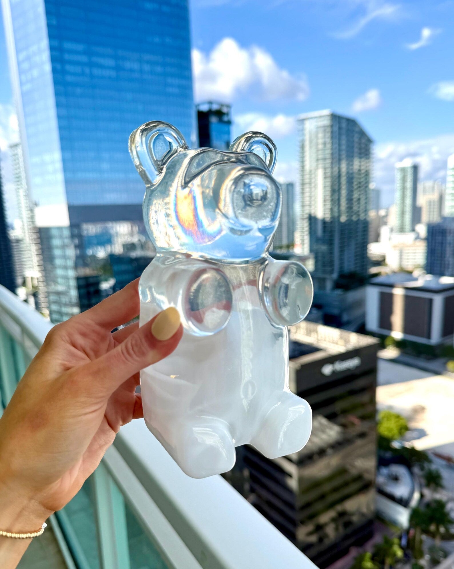 Giant Clear White Transluscent Epoxy Resin Gummy Bear 7”