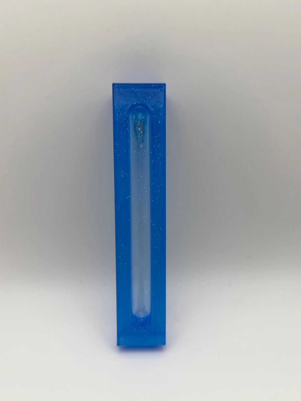 Blue Transparent Shimmer Glitter Epoxy Resin Mezuzah