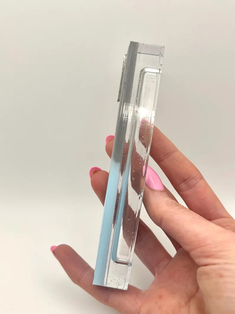 Modern Blue & Gray Epoxy Resin Mezuzah