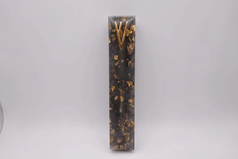 Modern Black and Gold Epoxy Resin Mezuzah